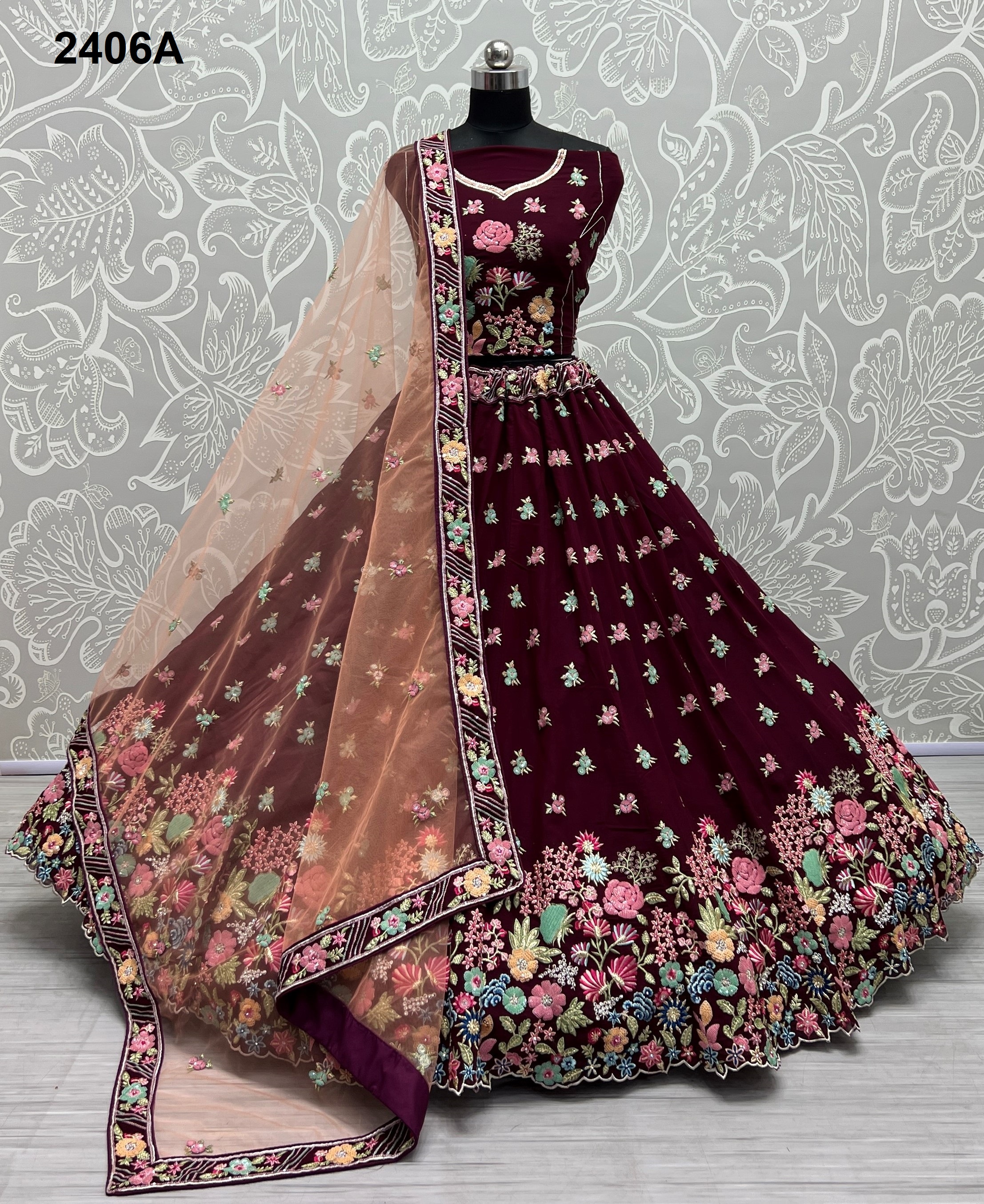 Marvellous Sequins and Fancy flower pattern Beautifully Crafted Lehenga choli in Georgette